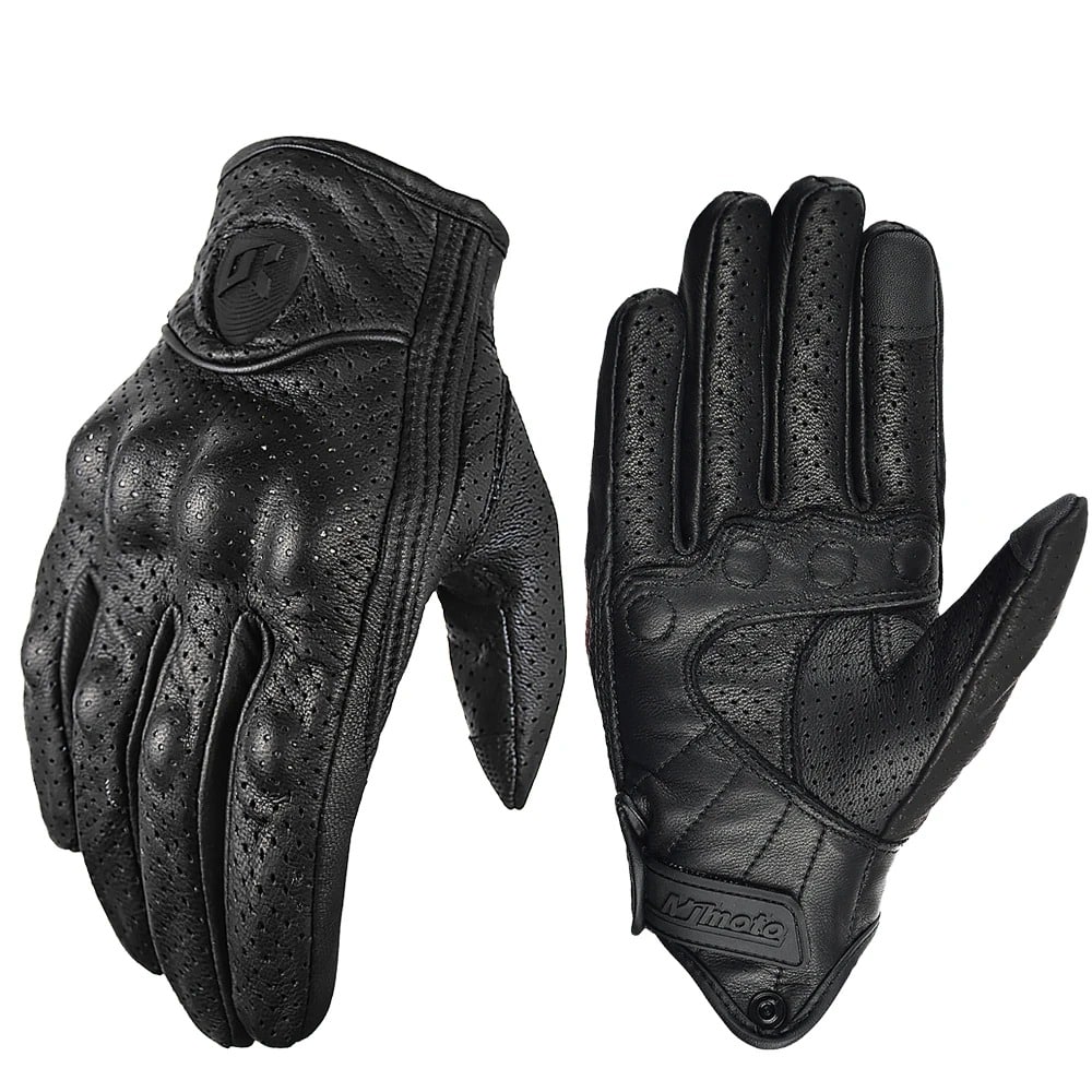 Gant moto noir vintage respirant